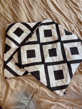 Black & White Geometric Square Throw Pillow Covers - Pair of 2
